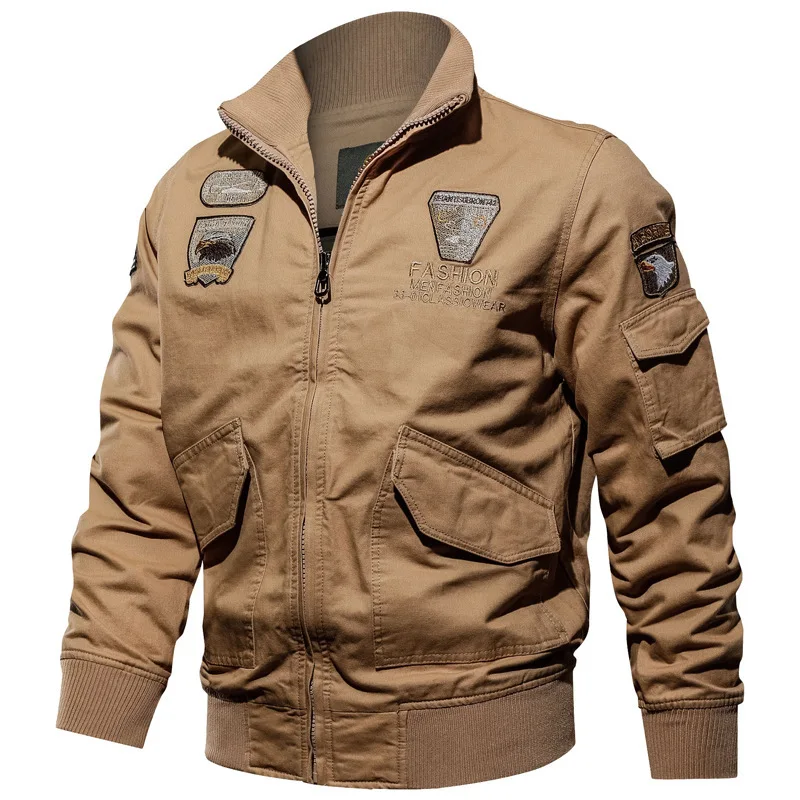 

Men's Cotton Casual Military Jacket Multi-Pocket Outdoor Workwear for Autumn Winter European American Style