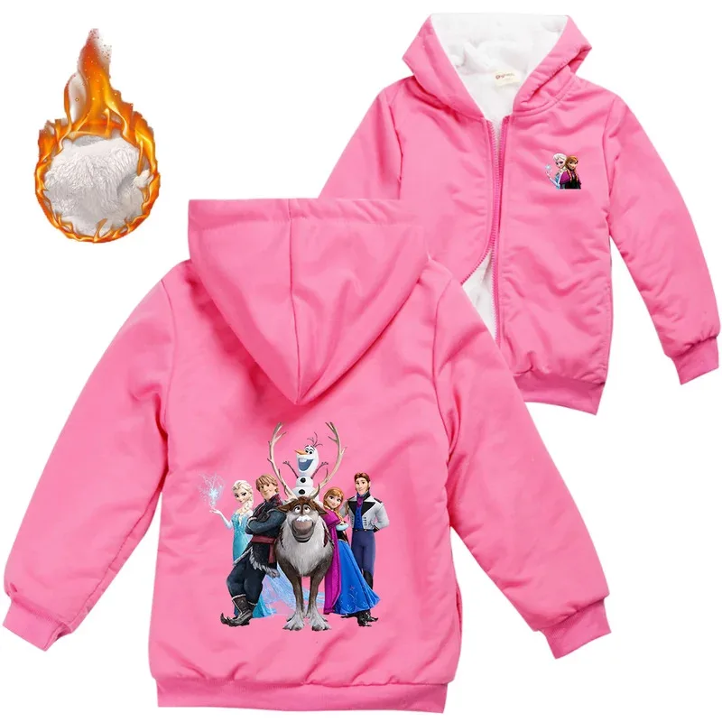 L2025l هالوين المجمدة إلسا آنا الشتاء سميكة بنين بنات مع سستة معاطف الدفء هوديس جاكيتات الأطفال ملابس خارجية غير رسمية