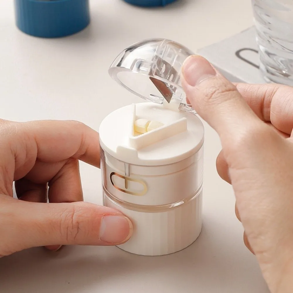 4 Layer Portable Pill Cutter Halve Dust Proof Pill Grinder Accurate Division Stainless Steel Pill Storage Box Household Use