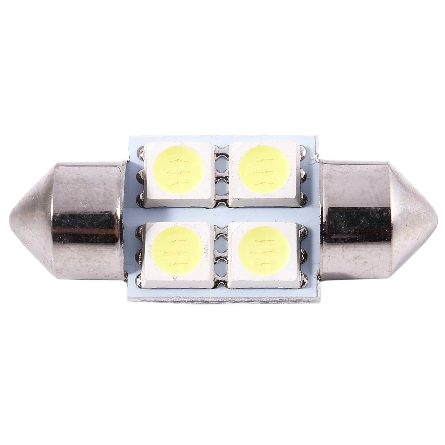 DC 12V 31 มม.4 5050 SMD ภายในรถโดมพู่ห้อยไฟ LED สีขาว 2 ชิ้น