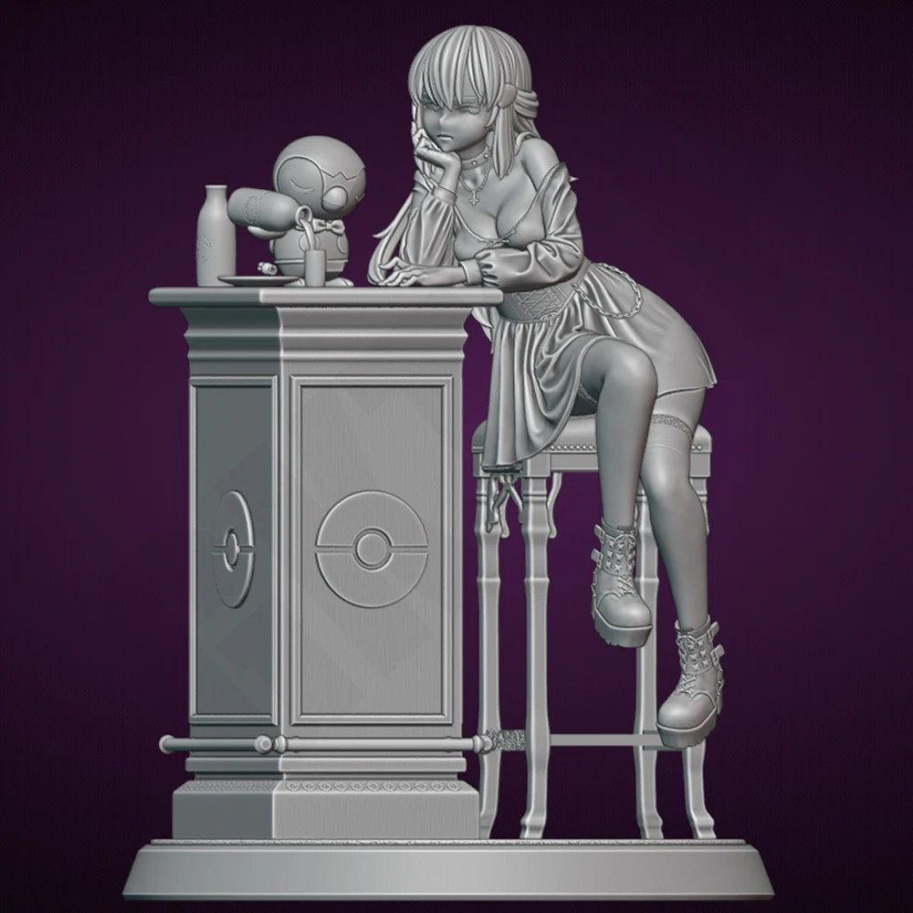 Figurine gothique en résine pour fille, jouet non peint, poupée GK non assemblée, assemblage d'impression 3D, jouets miniatures de réduction, 1/24
