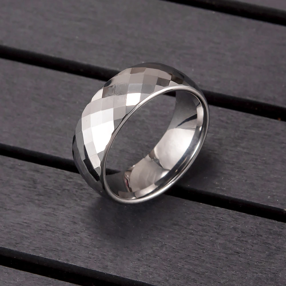 Vinterly Anti-scratch Tungsten Carbide Rings for Women Men Glowing 8mm Wide Finger Engagement Minimalist Jewelry Waterproof