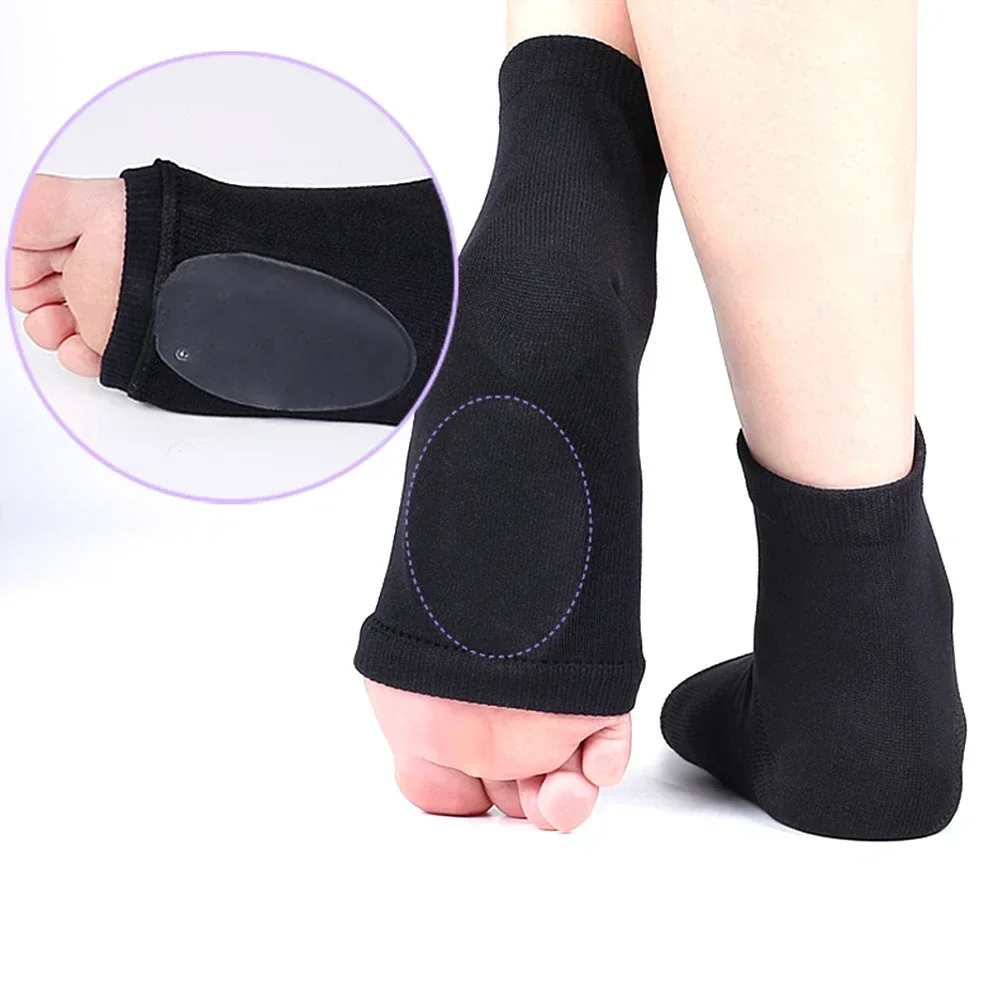 Calcetines acolchados para soporte de arco, almohadillas de Gel para alivio del dolor de pie plano, fascitis Plantar, esguinces de talón, 1 par