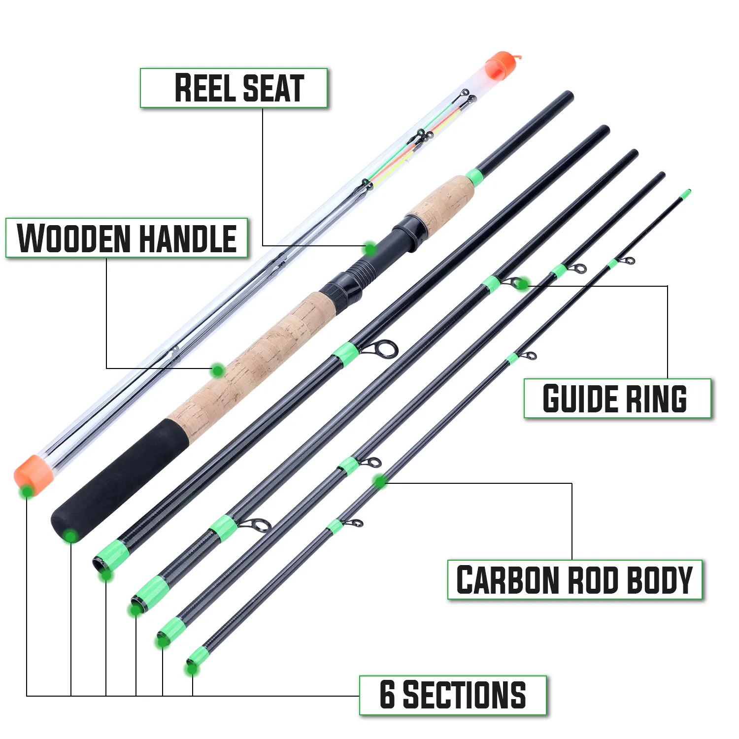 Sougayilang 3m Feeder L M H Power Fishing Rod Portable 6 Sections  Carbon Fiber Travel Rod Lengthened Handle Rod Fishing Tackle