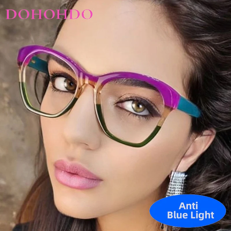 

Vintage Brand Designer TR90 Big Frame Elegant Cat Eye Men Women Eyewear Reading Eye Protection Optical Anti-Blue Light Glasses