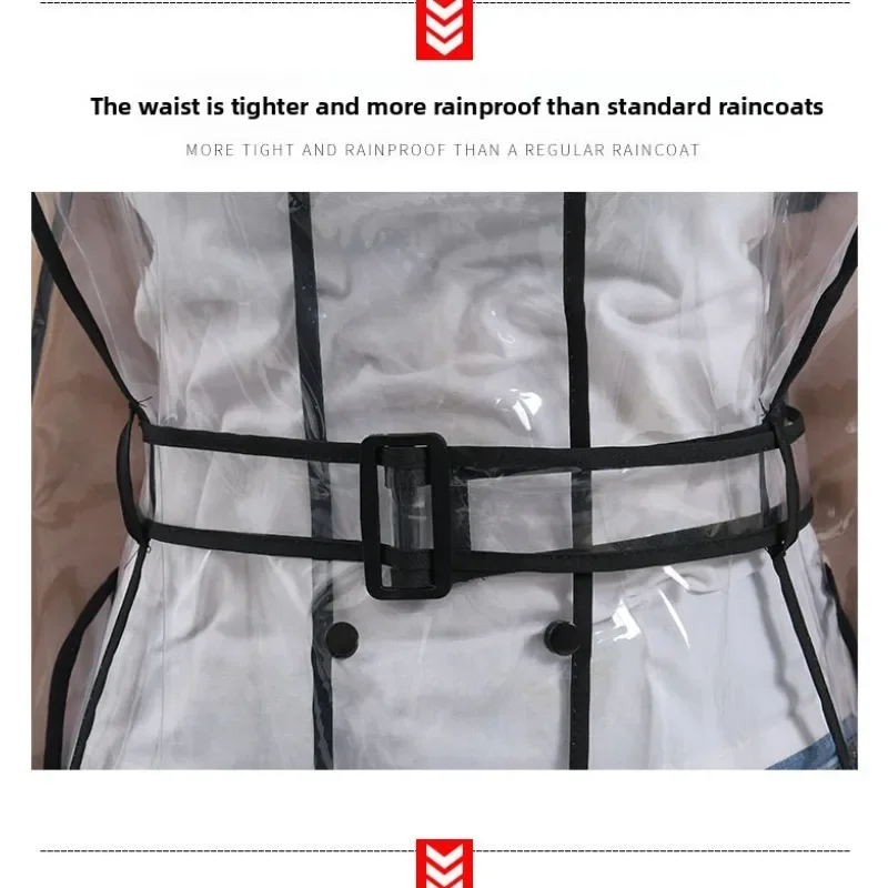 Transparent EVA Belted Long Raincoat Trim Hooded Unisex Waterproof Thickened Fashion Rainwear Cycling Hiking Travel Commute New