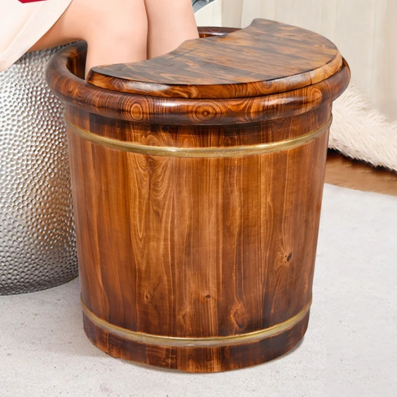 Solid Wood Foot Bath Bucket Deep Large Capacity Heat Retention Wear Resistant Durable Portable Home Spa Commercial Cedar Tub