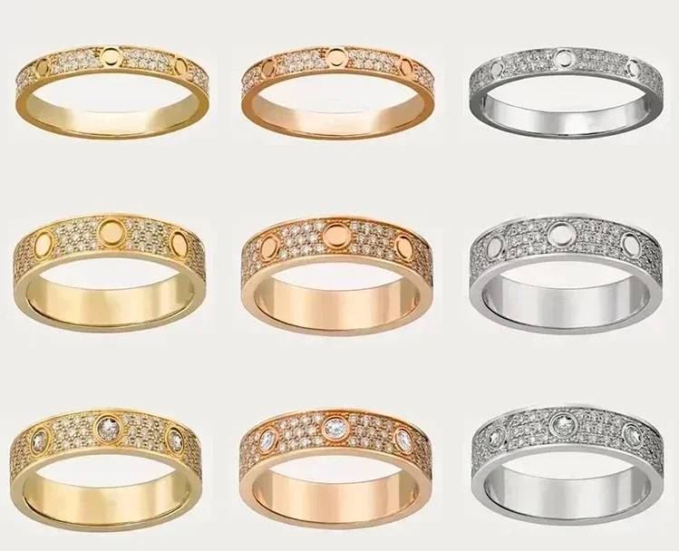 

HY 2025 New Hot Trendy Classic Diamond Set Ring for Women Spiral LOVE Personalized Ring Luxury Jewelry Valentine'S Day Gift