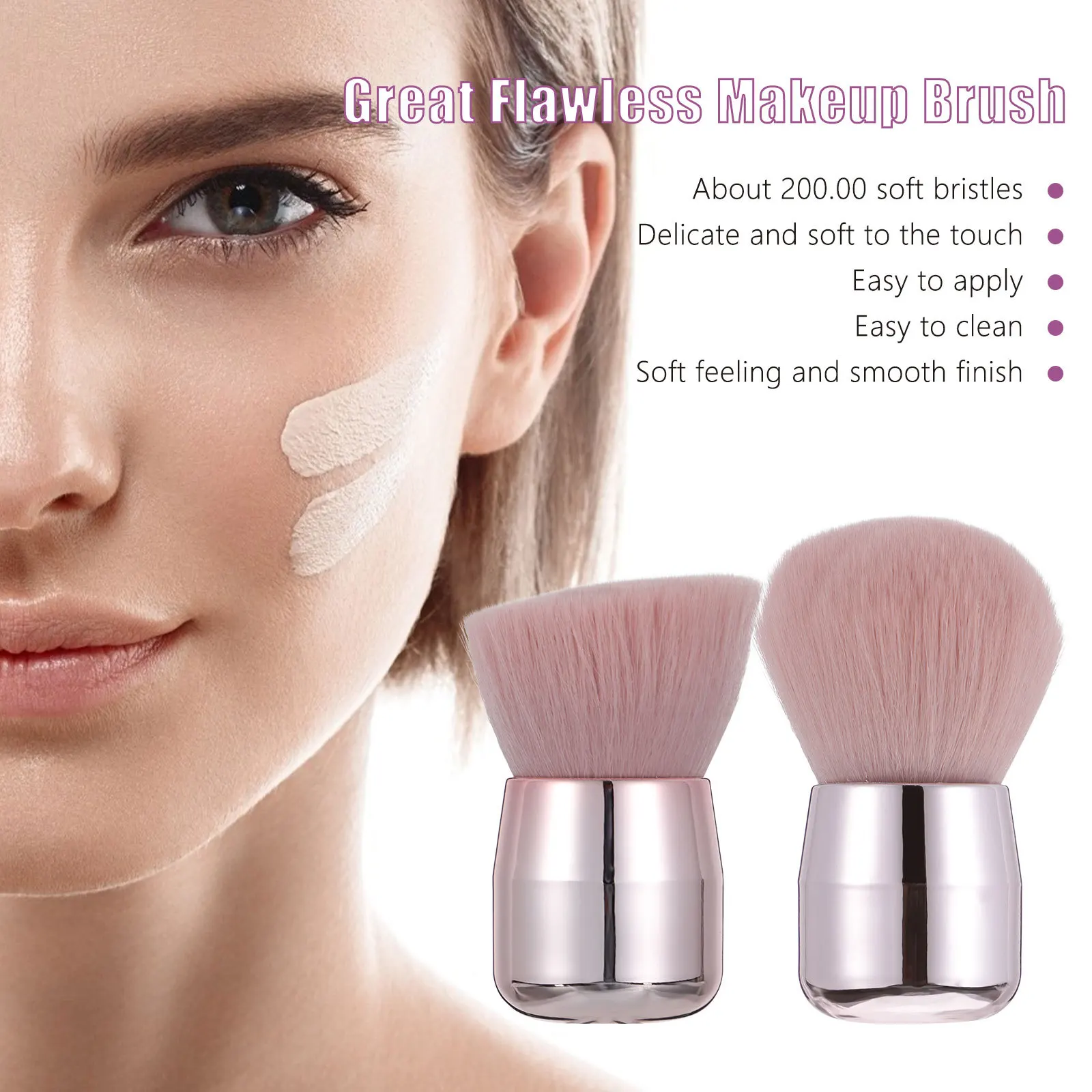 2-teiliger Pinsel in Pilzform für Puder, Foundation und Rouge, tragbar, Reisegröße, Gesichts-Make-up-Werkzeug, kein Ausfallen, hochwertig