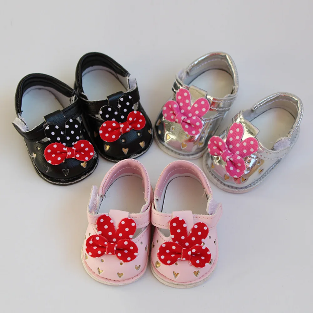 Cute Doll Shoes 7cm Bow Cartoon Pattern Mini Shoes For 18 Inch American& 43cm Dolls Og Children Toy 1/3 BJD Shoes Kids Gift