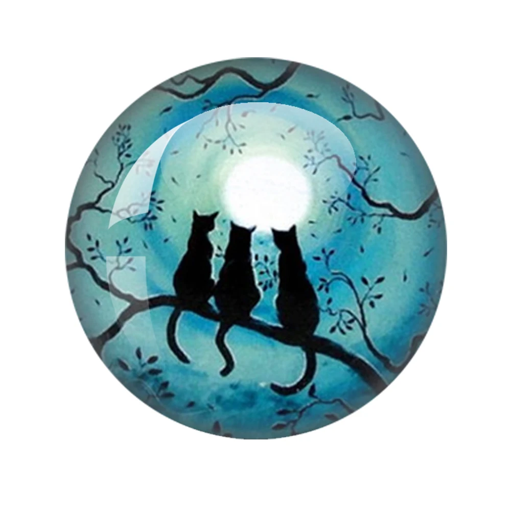 Hot Drawing Cats Cute Pet Love Cat 12mm/18mm/20mm/25mm Round Photo Glass Flat Back Making Findings Jewelry Findings