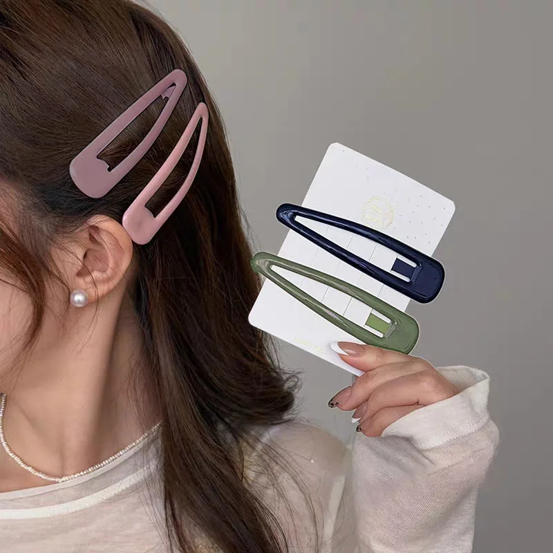 

2pc Colorful 10cm Big Solid Good Alloy Solid color simplicit BB Hair Side Clips for Girls Women Vintage Hairpin Hair Accessories