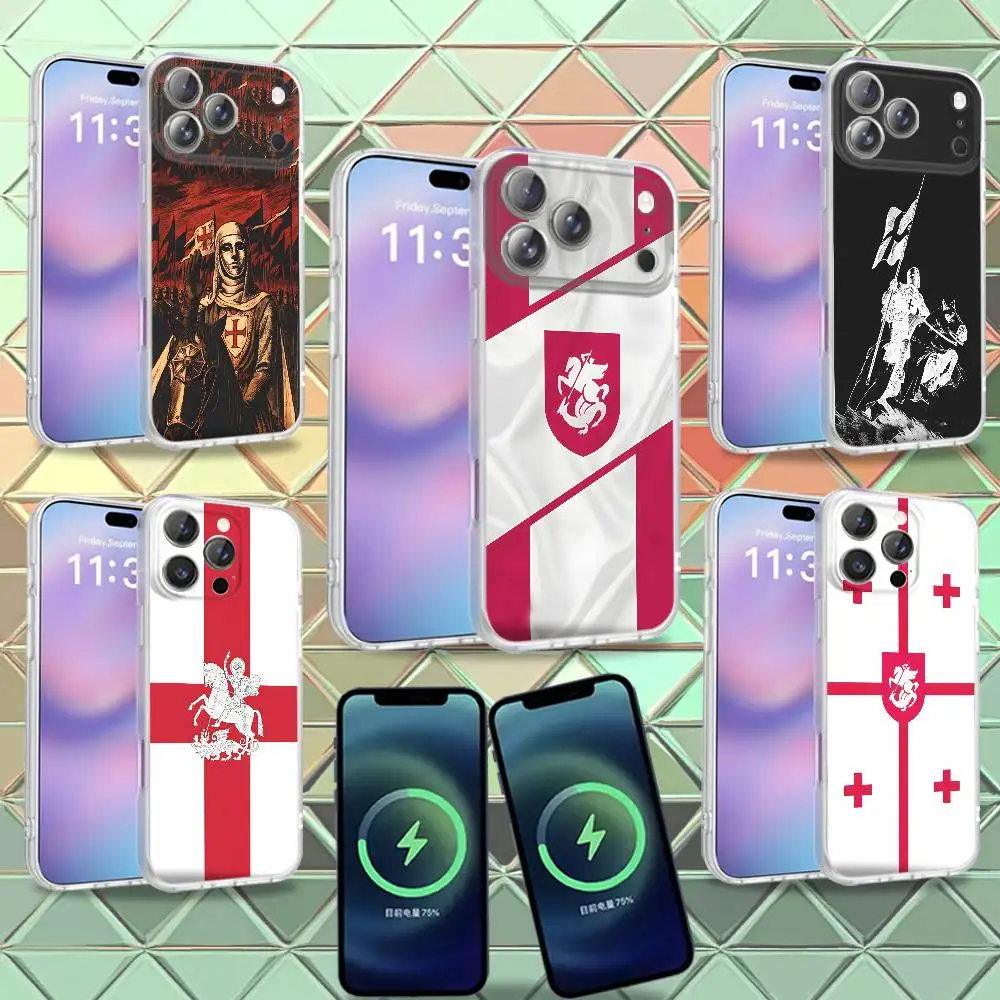 

Georgia Flag Phone Case For iPhone 16,14,11,17,13,15,12,Air,Plus,Pro,Max,E,Mini Frosted for MagSafe Magnetic Wireless