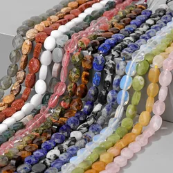 6X8MM Natural Oval Shape Stone Bead Faceted Agat Lapis Lazuli Jasper Loose Spacer Beads For Jewelry Making DIY Bracelet Necklace