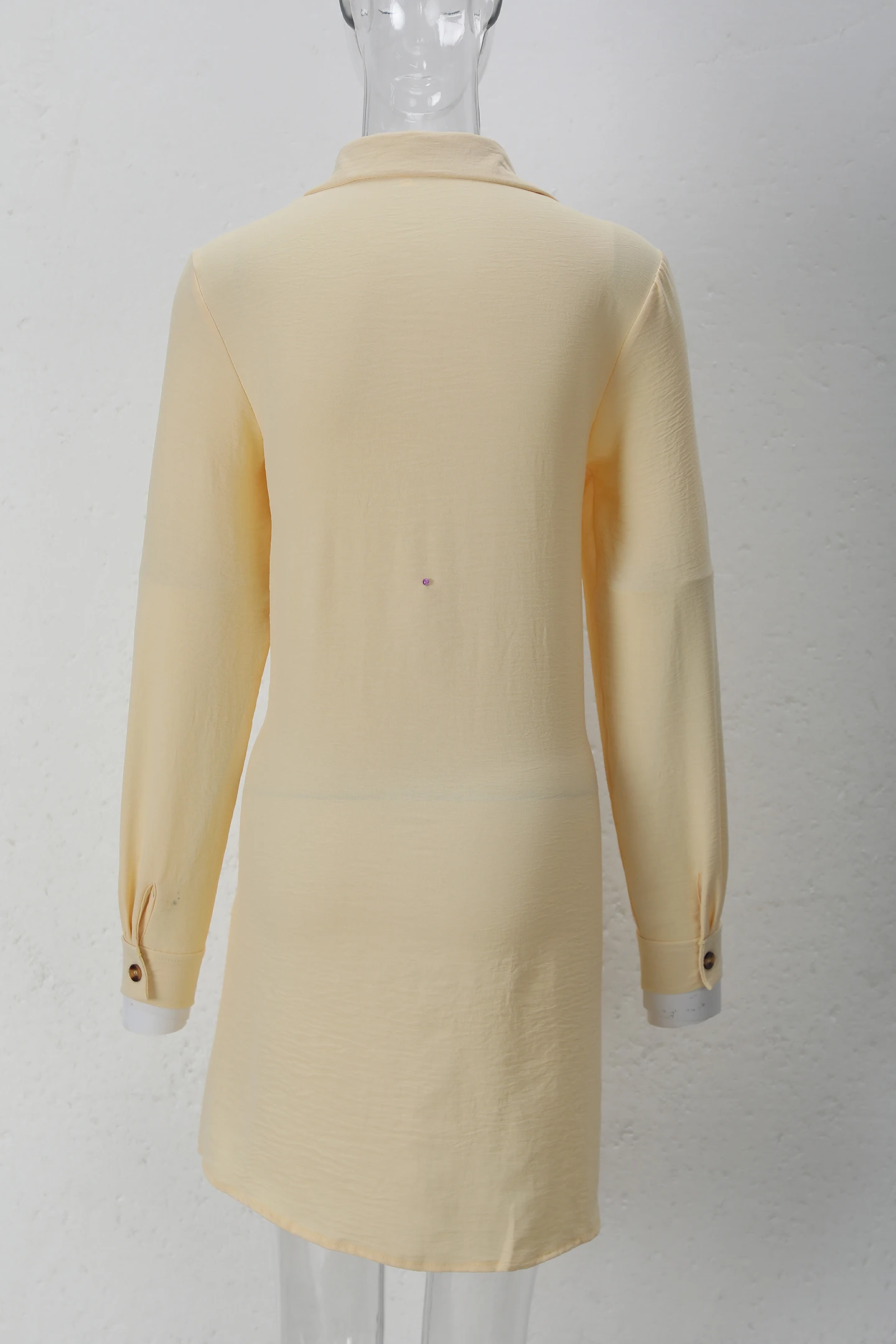 Frühling Sommer Damen Hemdkleid mit Umlegekragen, Locker Geschnittenes Übergroßes Midi-Kleid mit Knopfleiste und Seitentaschen, Lässiges Strandkleid – Detail 33