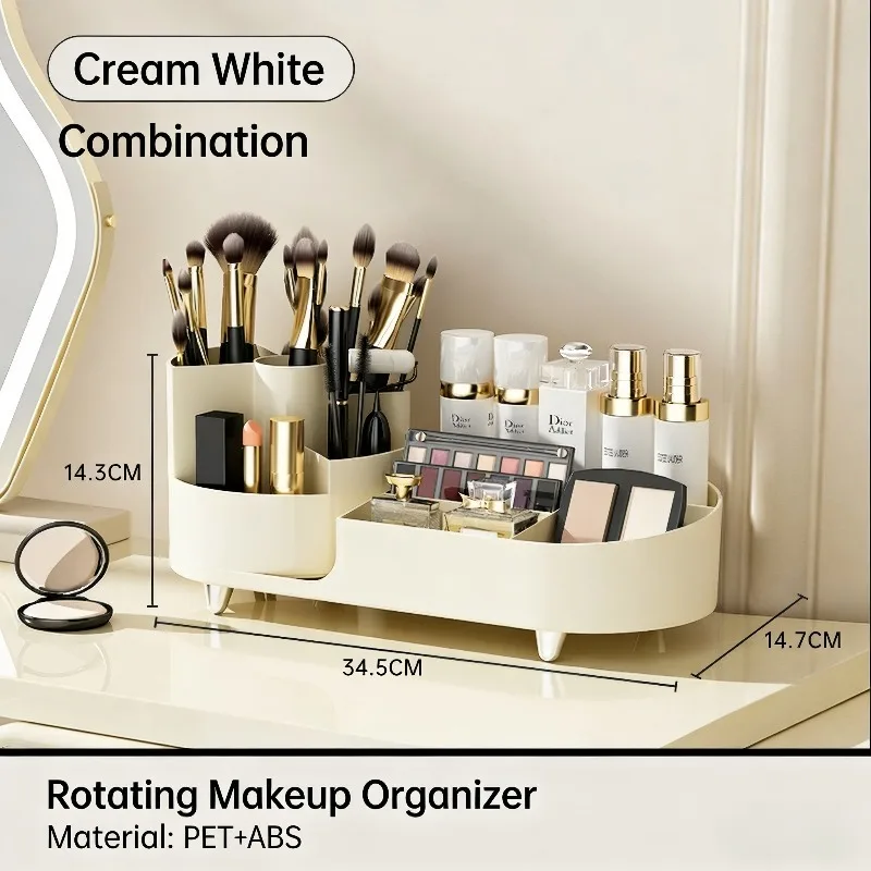 

Коробка для хранения косметики, высококачественный настольный органайзер, большой вращающийся держатель для ручек, кисть для макияжа, помада, спонж для пудры, коробка для косметики.
