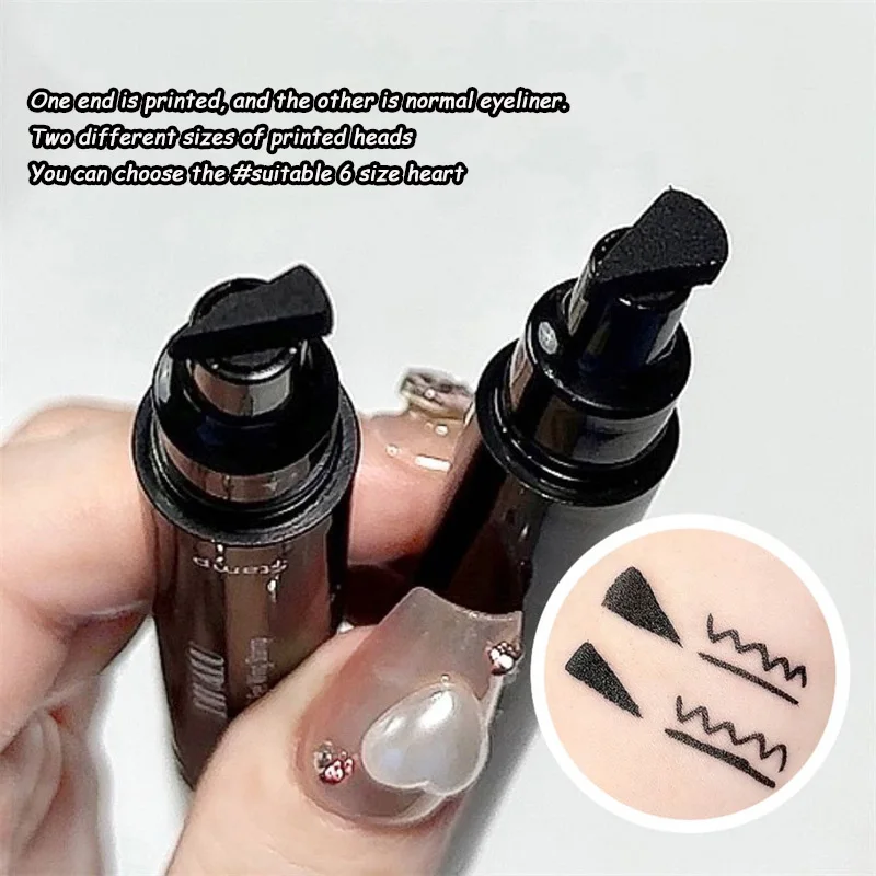 Riasan wajah ganda hitam murah, kosmetik tahan air Eyeliner garis mata rias wanita pensil mata tahan lama kering kecantikan