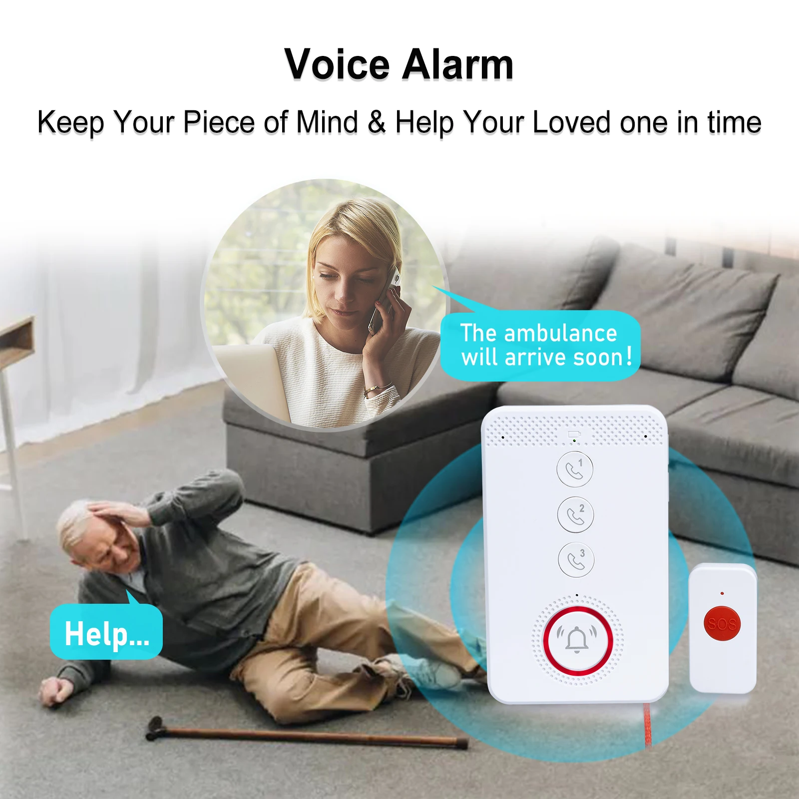 Topvico 4G Network Elderly Care Panic Button Voice Calls For Help With Free Talk,Safety Alert SMS,3 Preset Contacts One-key Dial