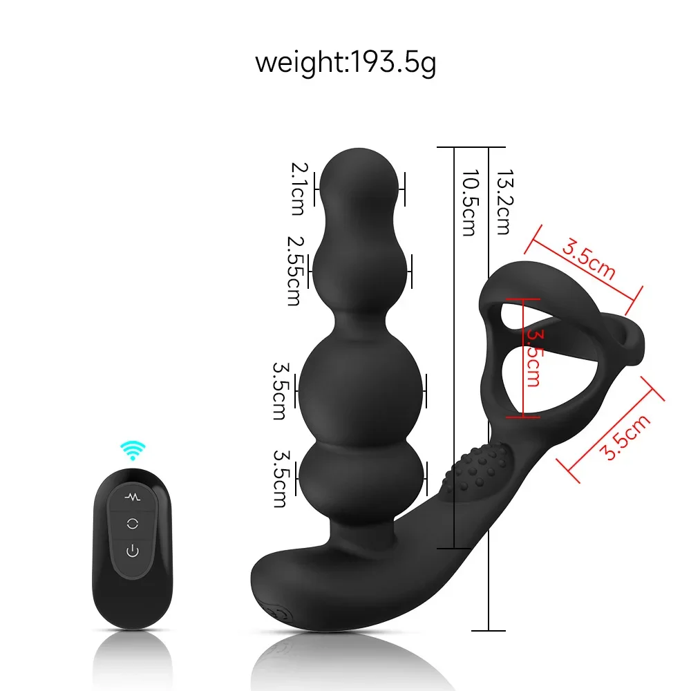 360° Rotating Anal Beads Male Prostate Massager with Cock Ring Vibrating Butt Plug Remote Control Anal Vibrator Men's Adult Toy view 6