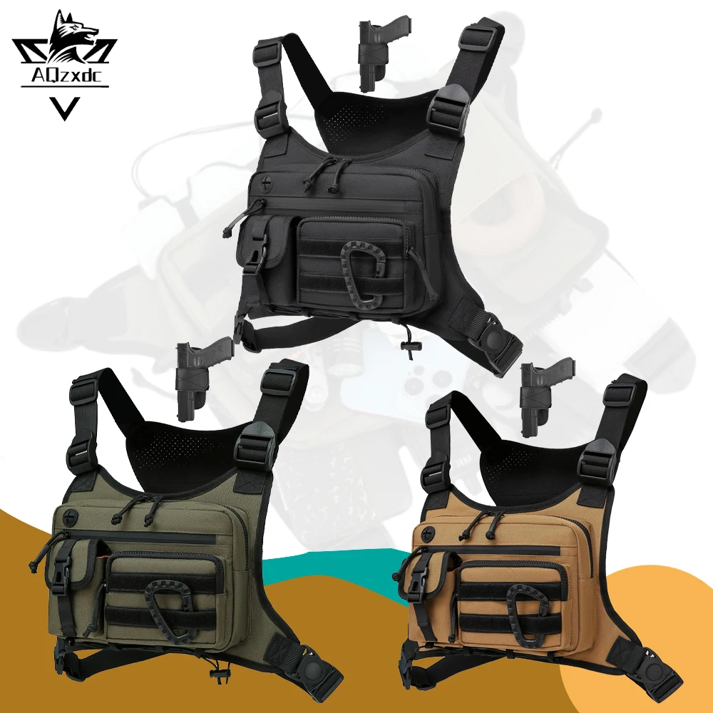 

Tactical Sports Chest Bag Pouch Outdoor EDC Waterproof Vest Backpack with Adjustable Strap for Running CS Shooting Hiking