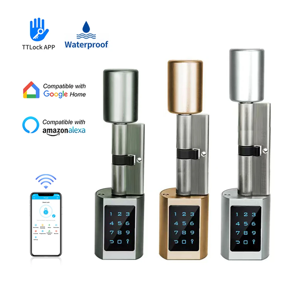 

Смарт-замок TTLock цилиндрический с цифровым кодом и RFID-картой, дистанционное управление через приложение Bluetooh, Wi-Fi замок для домашних квартир и систем снабжения