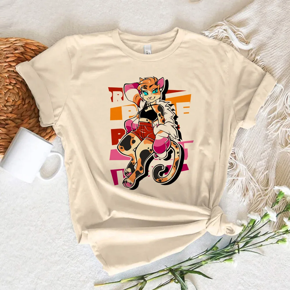 Furry tshirt women streetwear Y2K summer tshirt girl designer y2k anime clothes