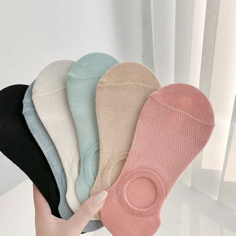 5 Pairs Women Boat Socks Soft & Breathable Lightweight Solid No-Show Sock Simple Comfortable High Quality Ultra-thin Female Sox