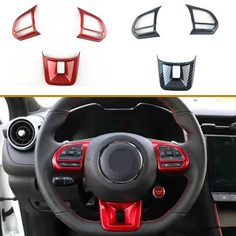 3Pcs Carbon Fiber Car Steering Wheel Panel Cover Trim Decoration Sticker for MGZS MGHS RX5 MG3 MG5 MG6