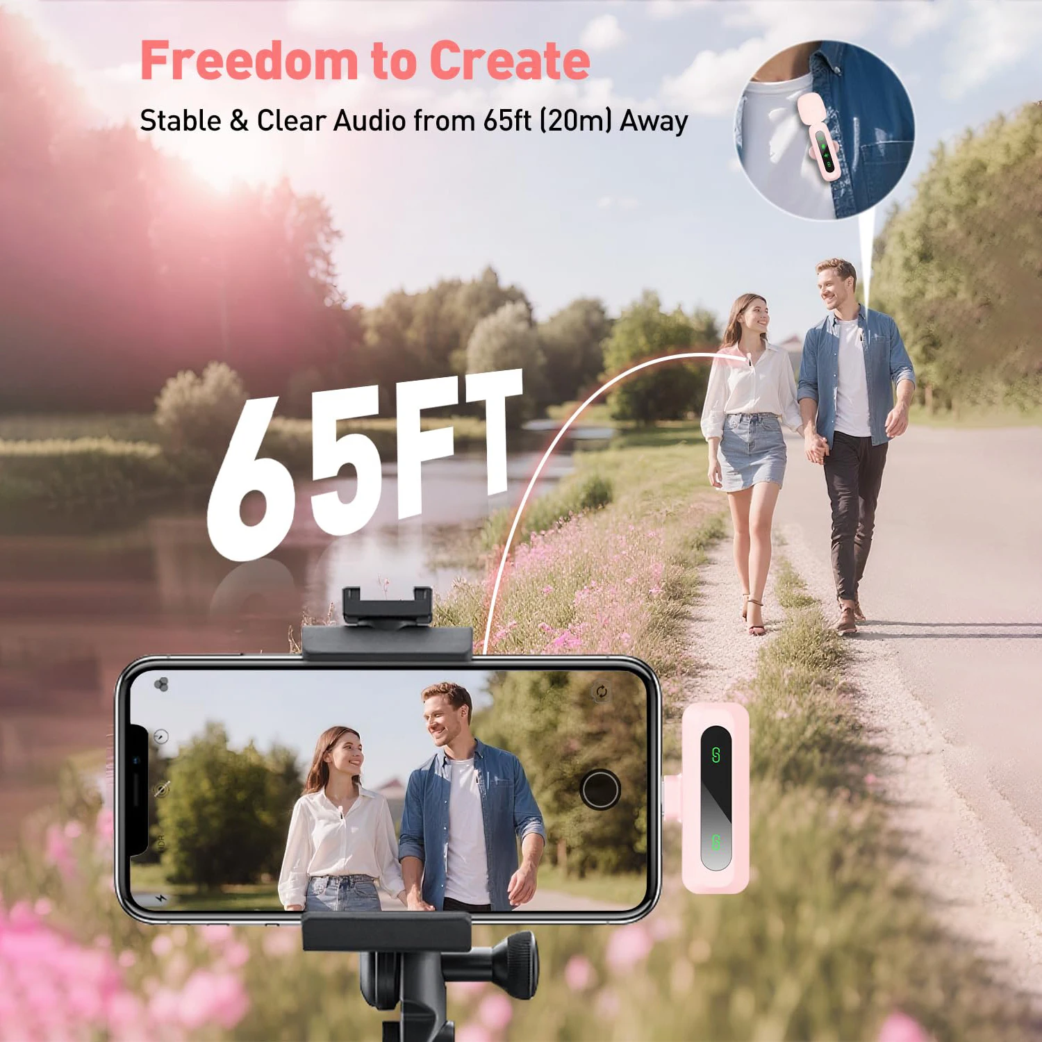 ميكروفون لاسلكي Lavalier لهاتف iPhone Android PC وتسجيل الصوت والفيديو وإلغاء الضوضاء ومشبك على ميكروفونات لـ Live Tiktok YouTube #4