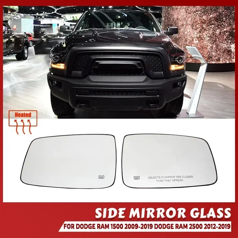 Heated Auto Side Mirror Glass for Dodge Ram 1500 2500 2010-2019 Left Right Replacement