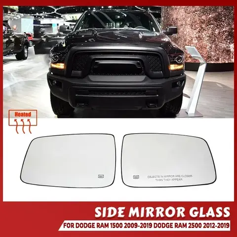 Heated Auto Side Mirror Glass for Dodge Ram 1500 2500 2010-2019 Left Right Replacement