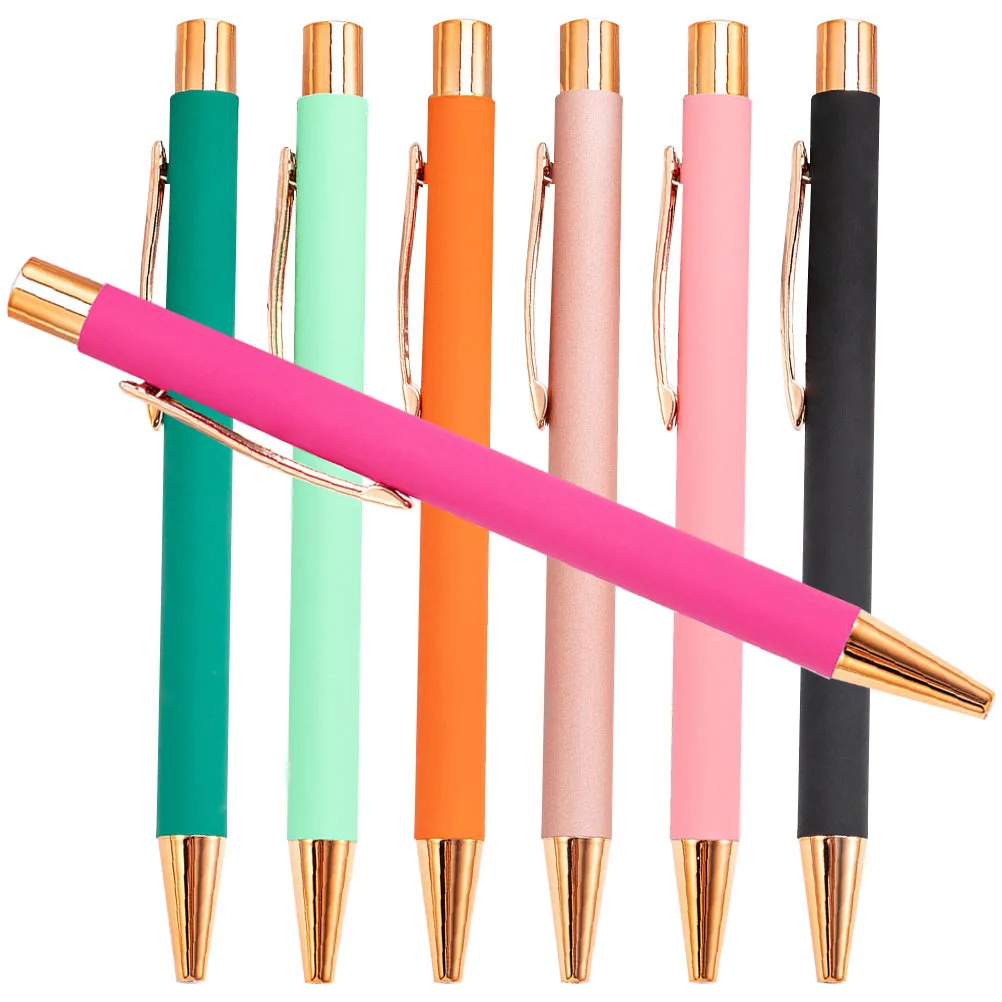 Ballpoint Pen Office Writing Ink Pens for Multicoloured Metal Portable School Retractable Cute