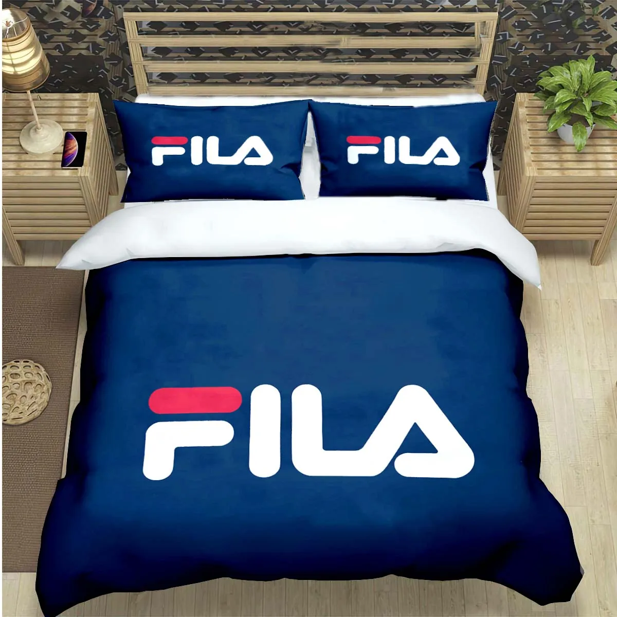 

Hot Logo Print Bedding Sets Bed Supplies Set Comforter Set Teens Girls Cartoon Twin Single Kid F-Fila Luxury Gift