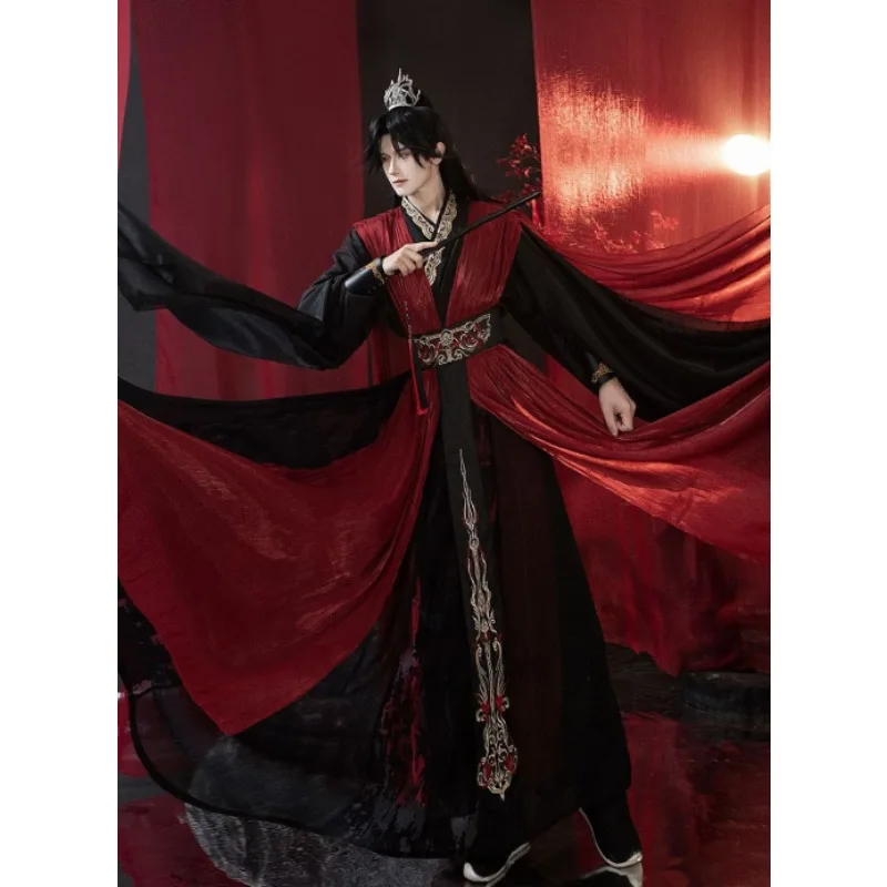 Halloween Black Red Hanfu Men Women Traditional Chinese Embroidered Clothing Carnival Wuxia Cosplay Costume Movies Kungfu Hanfu view 3