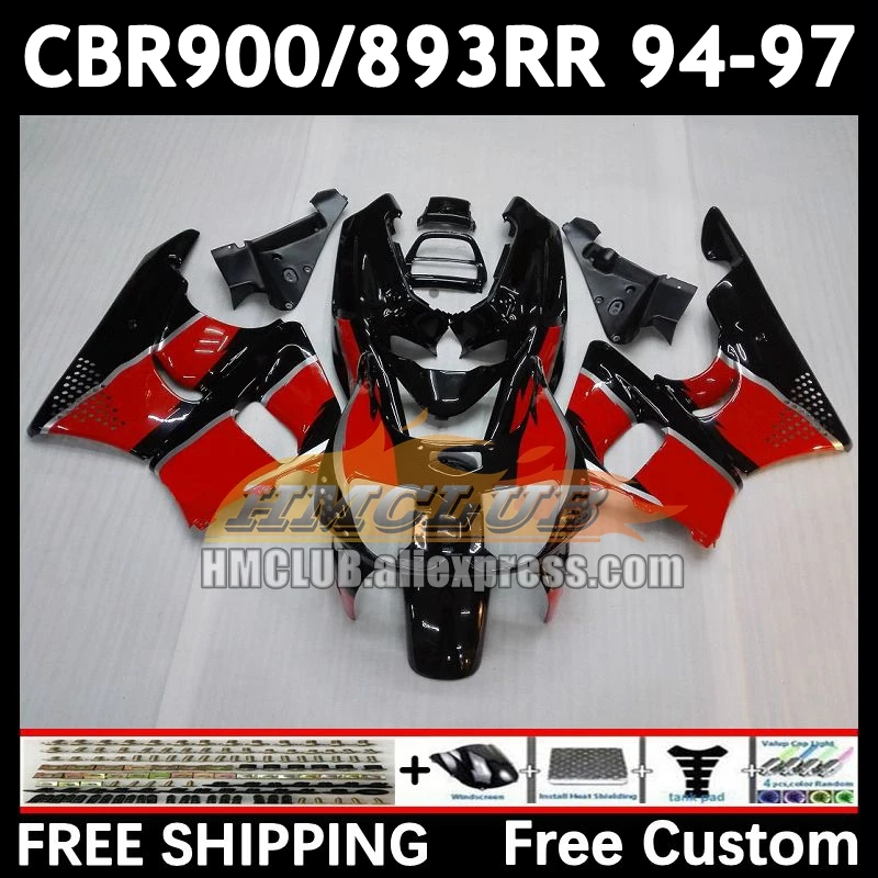 Fairing Kit For HONDA CBR900 CBR893 RR CBR 900 893RR CBR900RR 72No.11 red black CBR893RR 94 95 96 97 1994 1995 1996 1997 Body