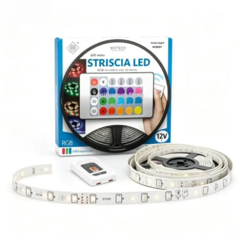 Strisce luminose a LED RGB flessibili, 5 metri, impermeabili IP65, con cambio di colore e telecomando, ideali per camere da letto, feste e decorazioni per la casa, alimentazione DC12V.