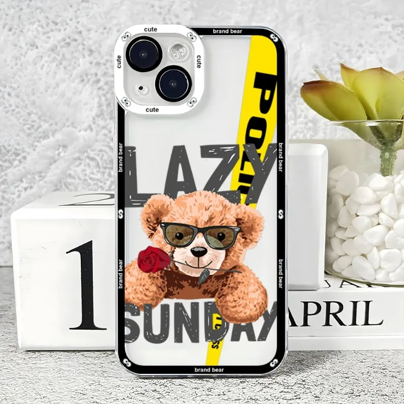 

Fashion Sports Bear Phone Case Angel Eyes Phone Case For IPhone 14 Plus 13 12 11 Pro Max Mini Soft Transparent Cover