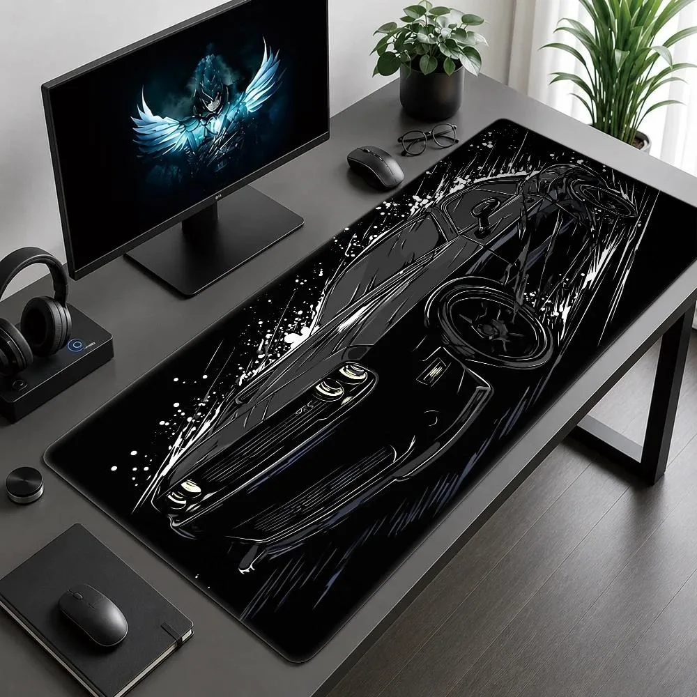 Personalized black sports car graffiti gaming mouse pad - durable and wear-resistant computer desk pad - for home office gaming