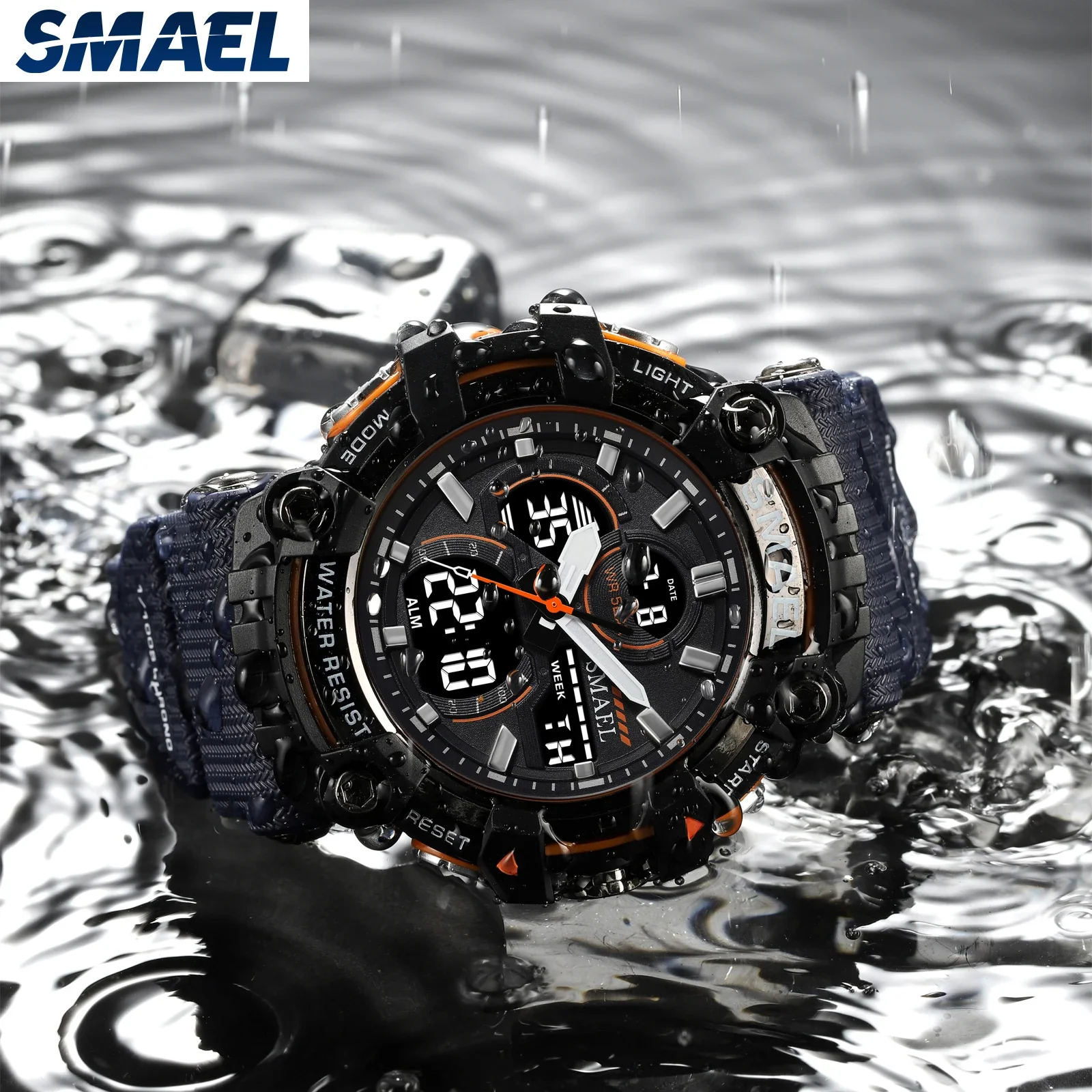 SMAEL 8079  Waterproof Glow Men\'s Watch Tactical Watch Male Student Sports Dual Display Digital