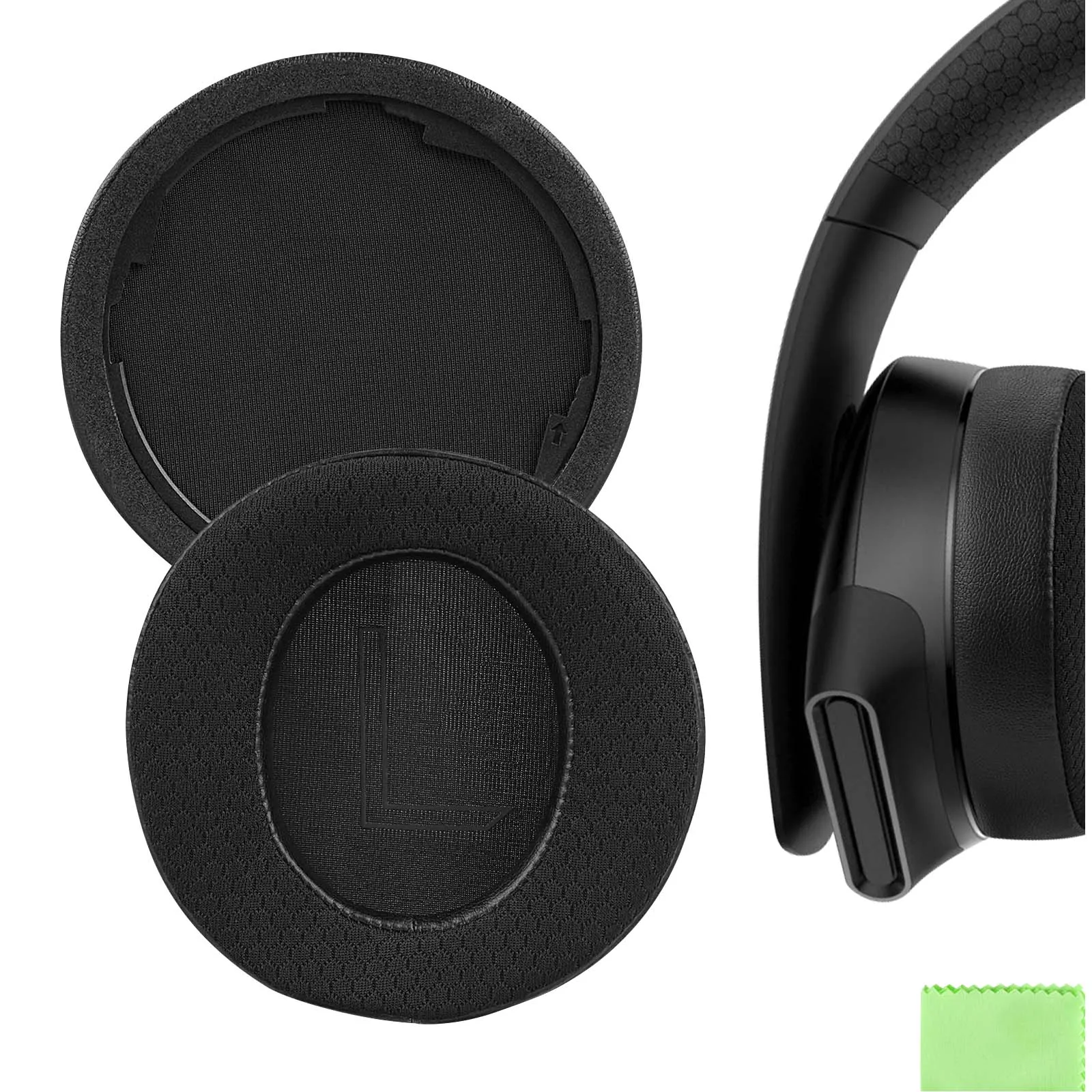 Geekria Comfort Mesh Fabric Replacement Ear Pads for Alienware AW310H, AW510H Headphones Ear Cushions, Headset Earpads