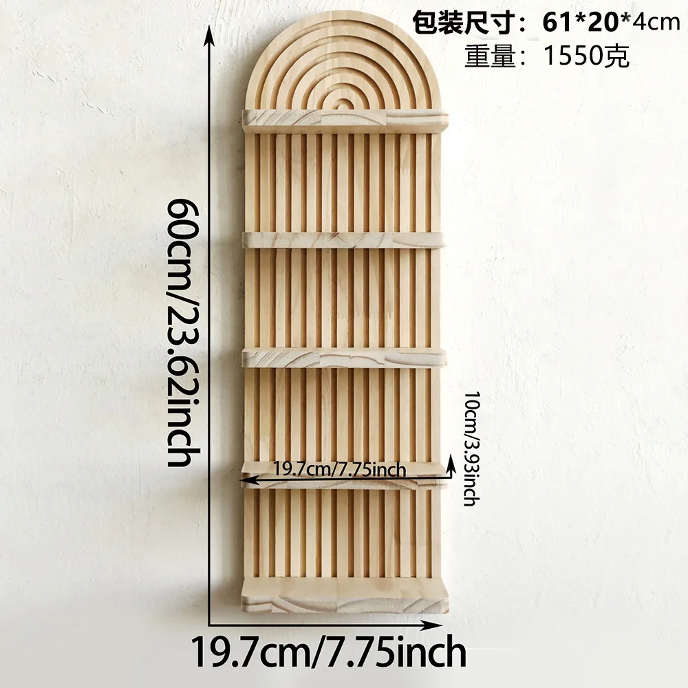 Bohemian creative door shaped solid wood wall flowerpot shelf wooden crafts home living room decoration