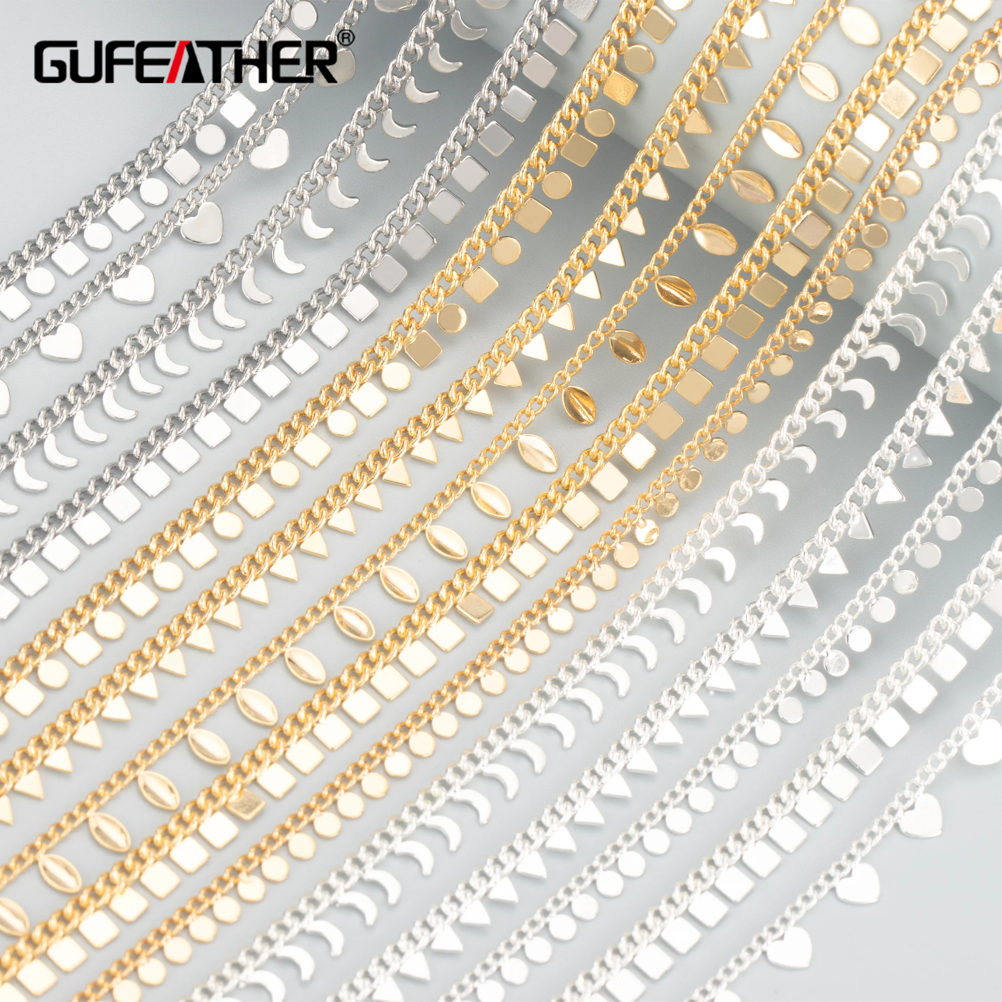 

GUFEATHER C176,diy chain,pass REACH,nickel free,18k gold rhodium plated,copper,thick silver,diy necklace,jewelry making,1m/lot