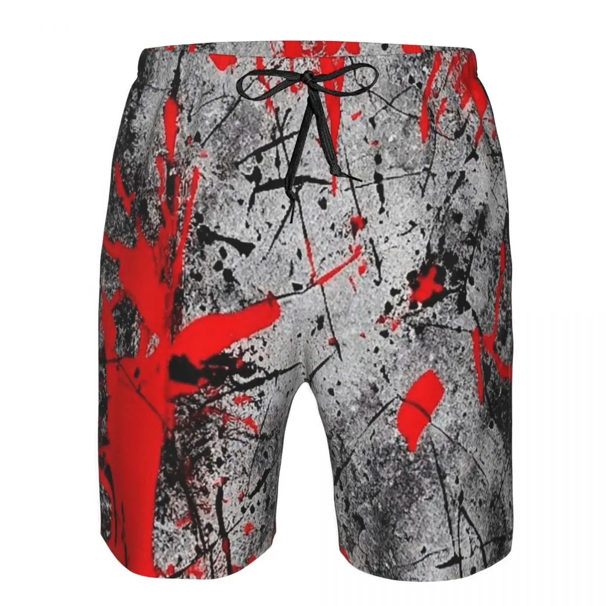 Cool Black And Red Graffiti Pattern Trunks Beach Board Shorts Casual Quick Dry Swim Summer Men Pants