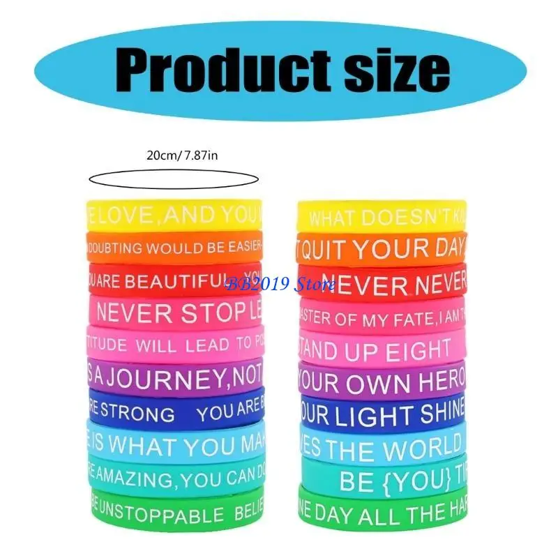 Q0KB Bulk 20 Braccialetti in silicone con affermazioni positive Braccialetti motivazionali ispirativi per studenti e colleghi