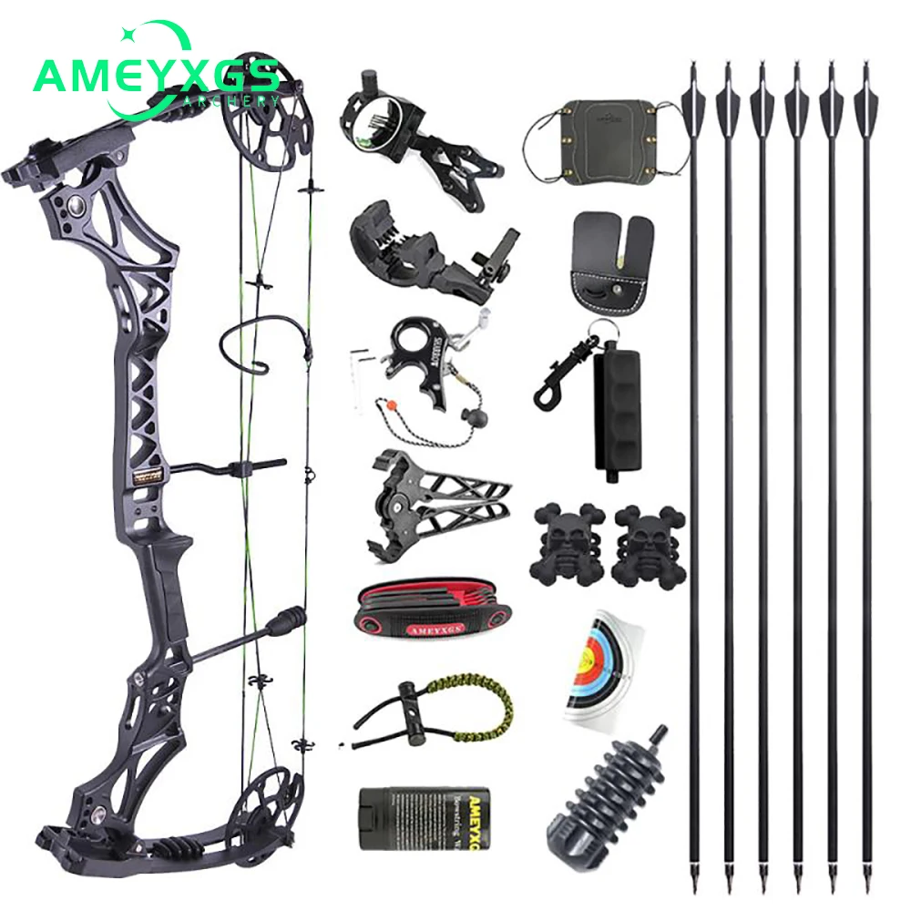 

M129 Archery Compound Bow Arrow Set 30-70lbs Adjustable Adult Shooting Bow Magnesium Alloy Right Riser for Outdoor Arrow Hunting