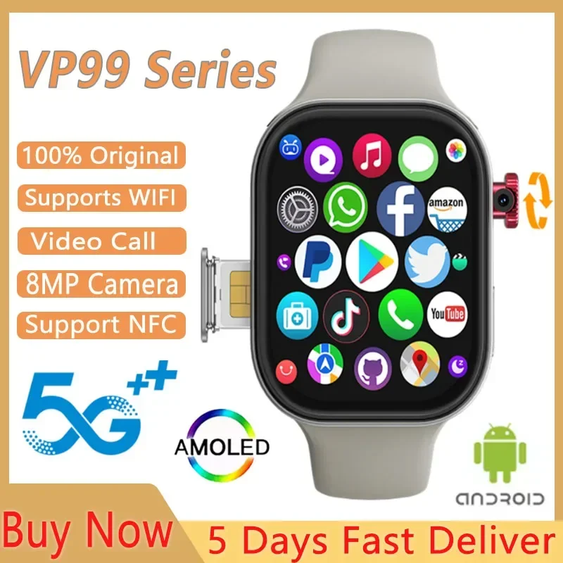 

2025 New smartwatch VP99 Smartwatch 2.29 inch 180° Rotatable camera SIM card Bluetooth Call Heart rate Female male smartwatch