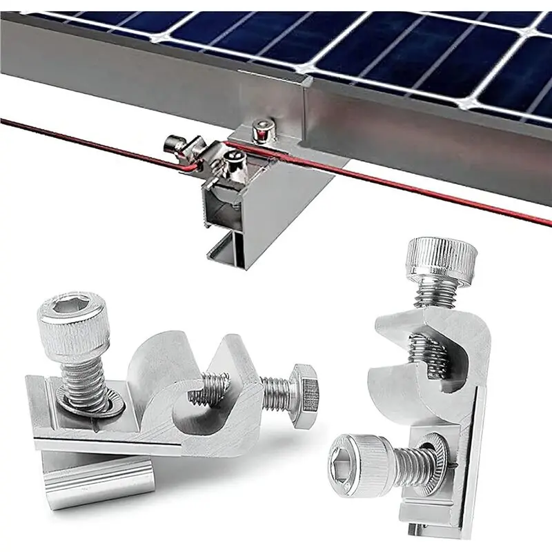 ABSJ-مشابك تأريض الألواح الشمسية، معيار العروة الأرضية للوحة الشمسية، دعامات تركيب الألواح الشمسية، عبوة من 12 قطعة