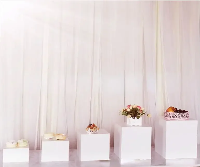 10pcs White Acrylic Dessert Trays for Buffet Engagement Birthday Baptism Cake Chocolate Stand Food Drinks Fruits Holder