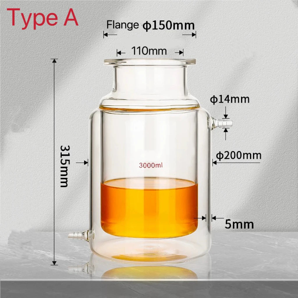 

Capacity 3000mL,150mm Flange,Double-layer Cylindrical Flat Bottom Open Reactor Bottle, Reaction Flask