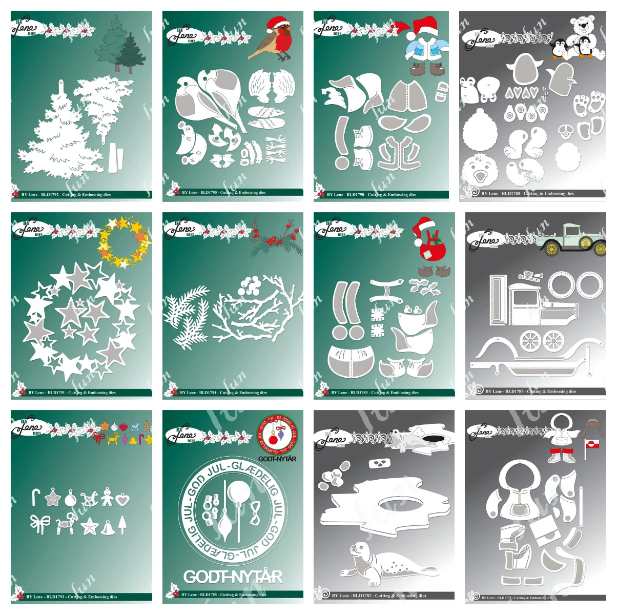 Happy Penguins Die Cuts Crafts Christmas Branches and Berries Metal Cutting Dies DIY Scrapbooking Paper Card Template Handmade